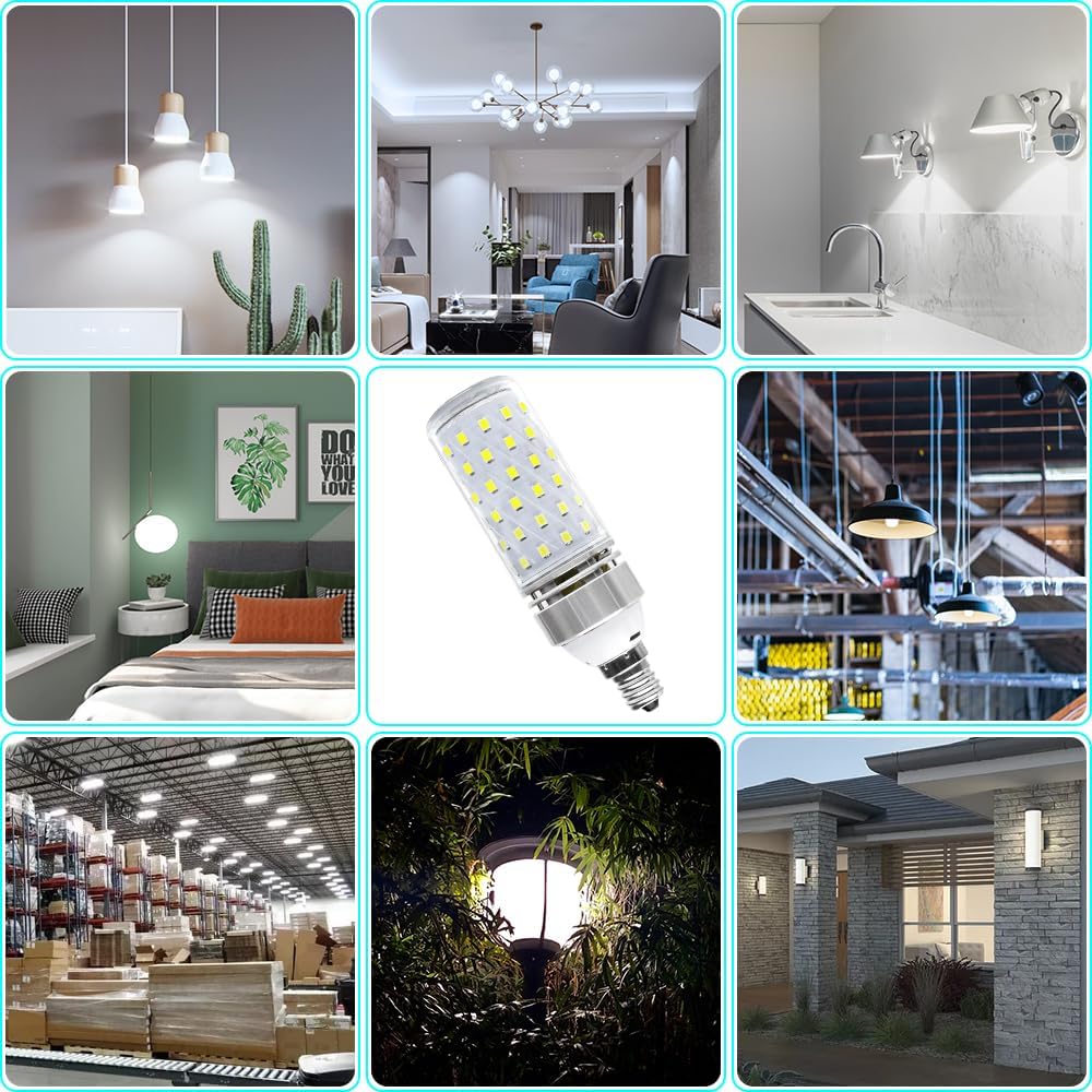 LEDLightsWorld Super Bright E12 LED Corn Bulbs, 16W 1500LM Bulbs, Daylight White 6000K Lights, CRI80+, 120W Incandescent Bulb Equivalent