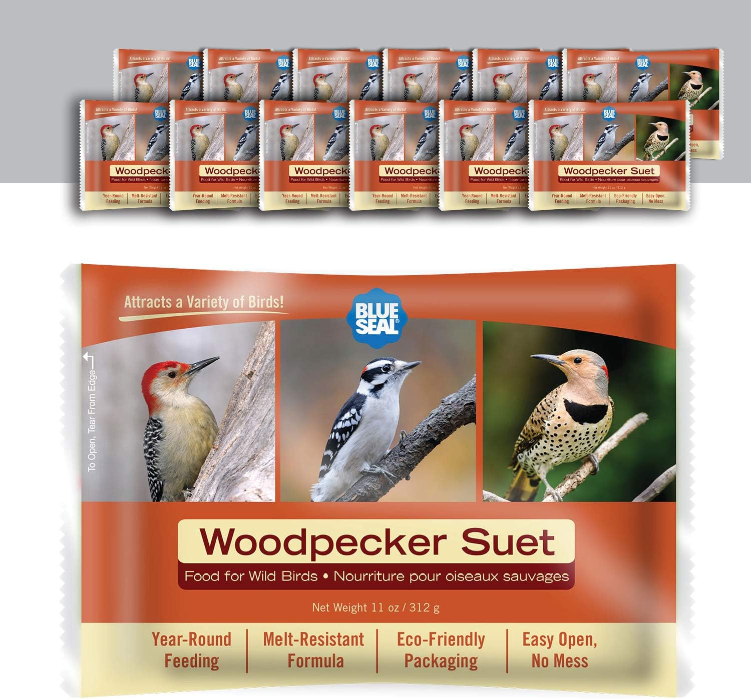 Blue Seal Woodpecker Suet Cake | Suet Cakes for Wild Birds | Melt Resistant | Year-Round Feeding | Food for Wild Birds | Made in The USA | 12 oz
