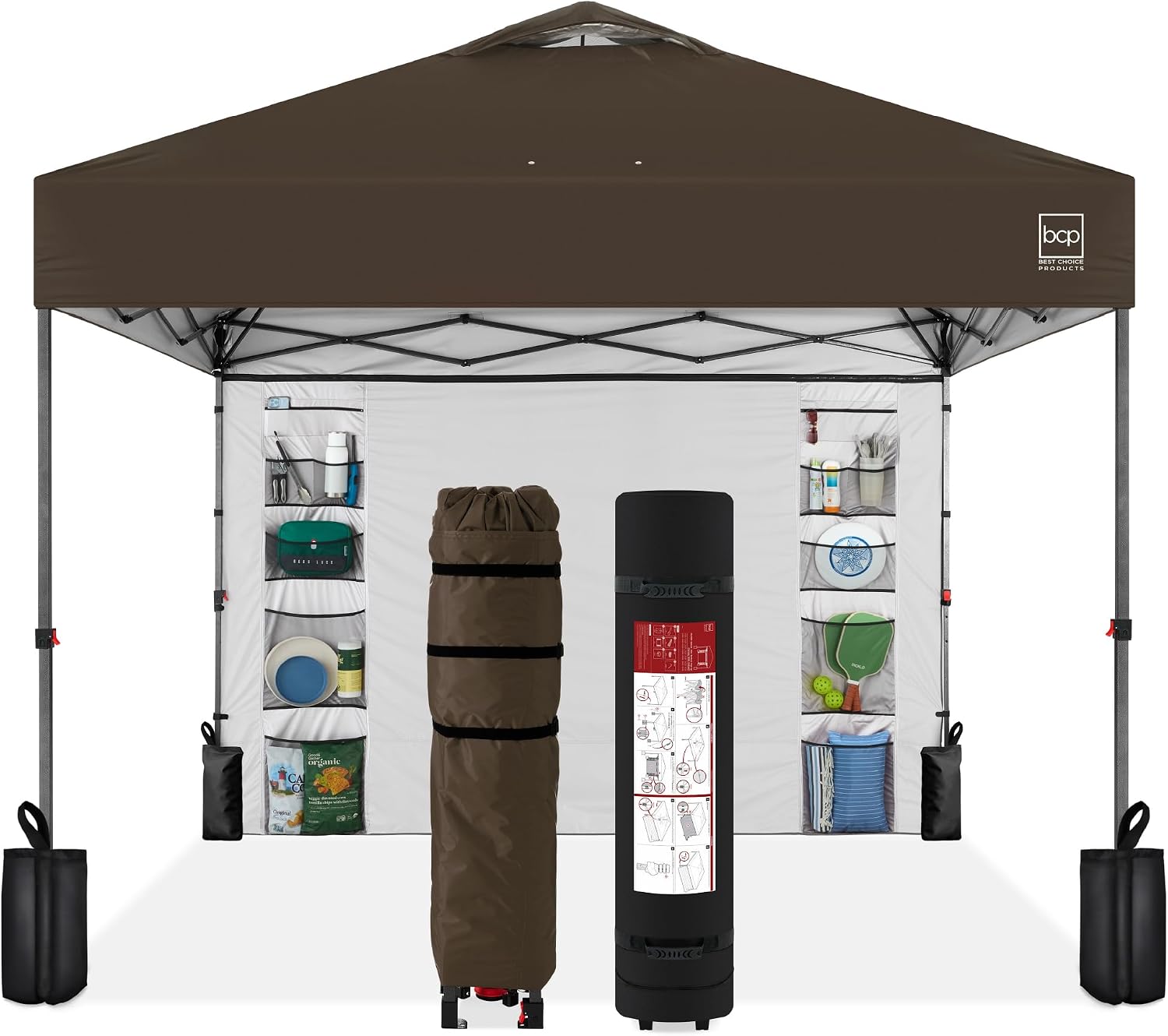 Best Choice Products 10x10ft Pop Up Canopy Tent, Outdoor Shade, 1 Person 1 Minute Set Up, Carry Case, 4 Weight Bags - White