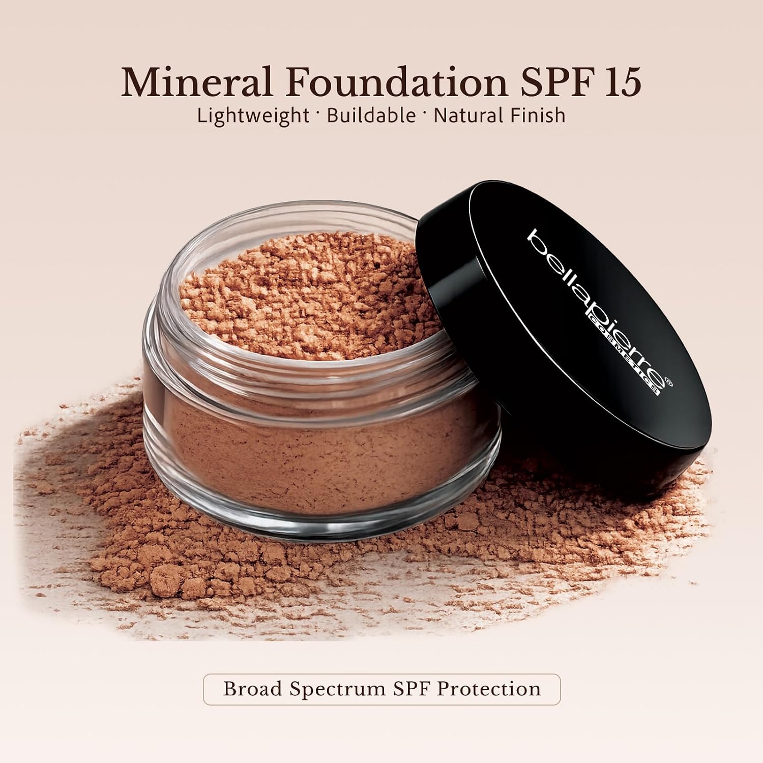 bellapierre Mineral Foundation SPF 15 - Loose Powder Foundation, Full Coverage Mineral Makeup with Matte Finish, Vegan, Cruelty Free, Hypoallergenic, Oil Free, Talc Free, 0.32 oz - Ivory