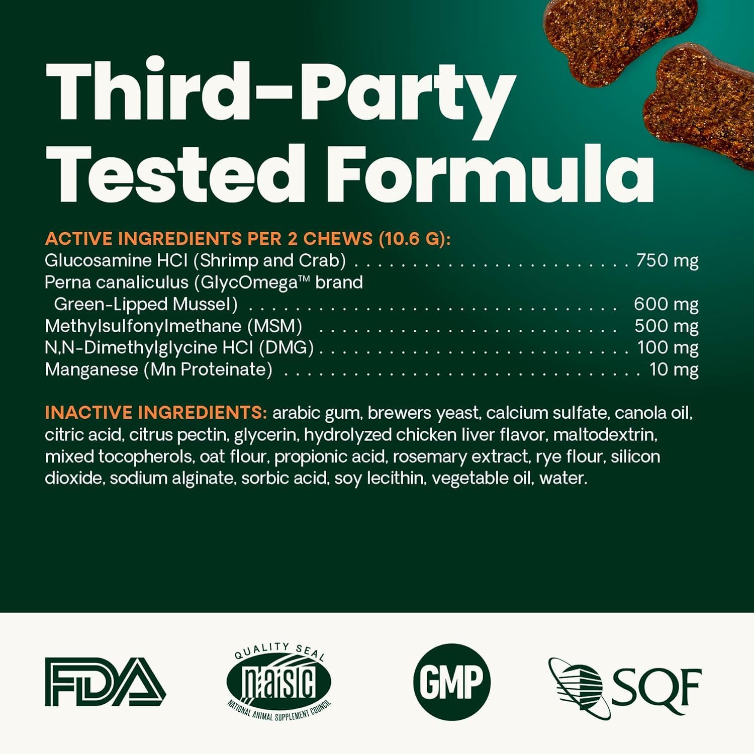 VetriScience Healthy Hip & Joint Chews, GlycoFlex Glucosamine and Green-Lipped Mussel Joint Support Supplement for Dogs, Promote Mobility and Protect Joints, Chicken, 120 Count