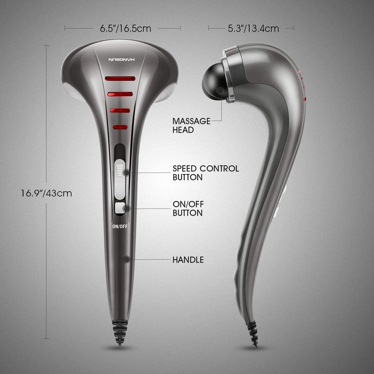 HANGSUN Handheld Neck Back Massager for Pain Relief Deep Tissue, Double Head Full Body Percussion Massage MG400 for Shoulder, Leg, Foot, Muscles