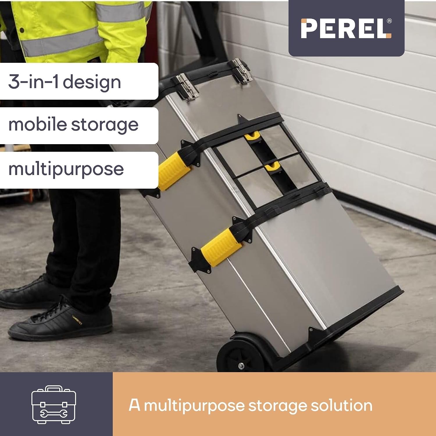 Perel OTBA4 Roller Toolbox Stainless Steel 570 x 354 x 830 mm