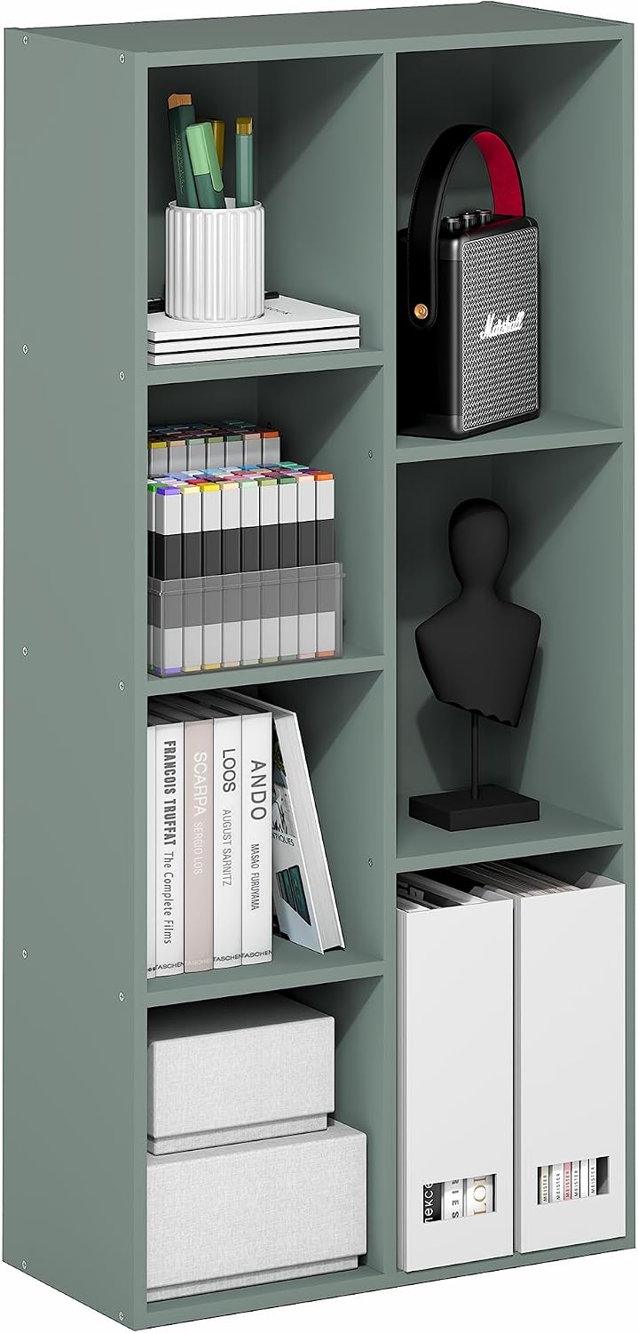 Furinno LUDER Book Shelf, 5-Cube Bookshelf, Reversible Bookcase, 9.4 x 19.5 x 31.5, Easy Assembly, for Living Room, Bedroom, Home Office, White