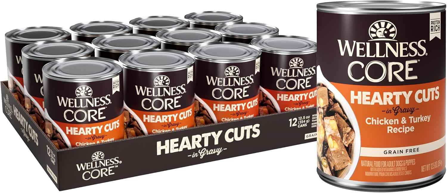 Wellness CORE 95% Adult Canned Wet Dog Food, Grain Free, Natural, Beef with Carrots Recipe, 12.5 oz, Pack of 12 Cans