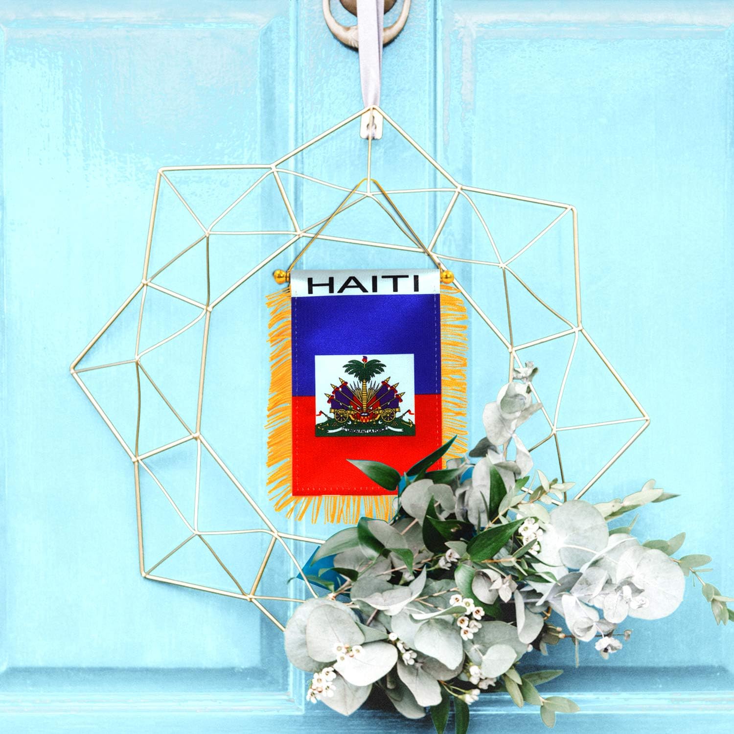 Anley 4 X 6 Inch Nicaragua Fringy Window Hanging Flag - Mini Banner & Car Rearview Mirror Décor - Fringed Nicaraguan Hanging Flag with Suction Cup