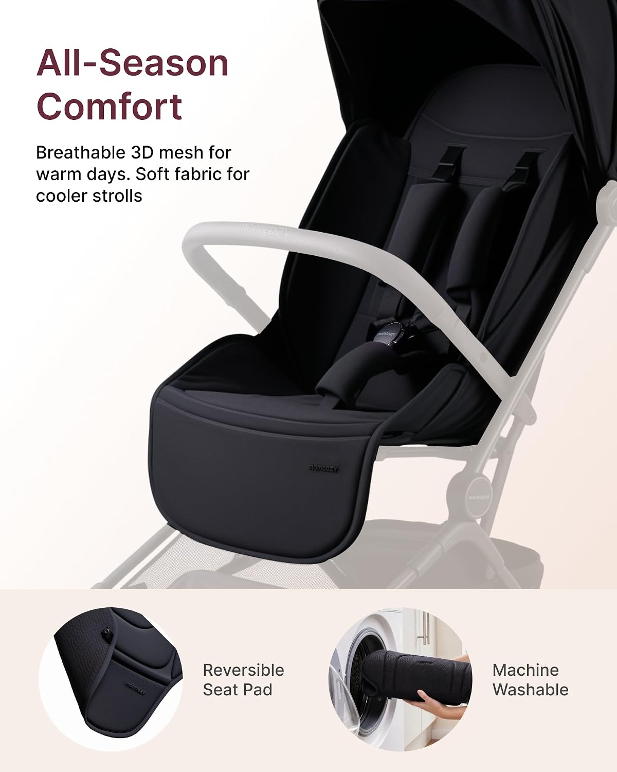 Momcozy TuckGo Ultra-Compact Travel Stroller for Toddlers, Carry-On Ready | Reclining Seat with UPF 50+ Canopy, Adjustable Leg Rest, 33 L Storage and Travel Bag Included