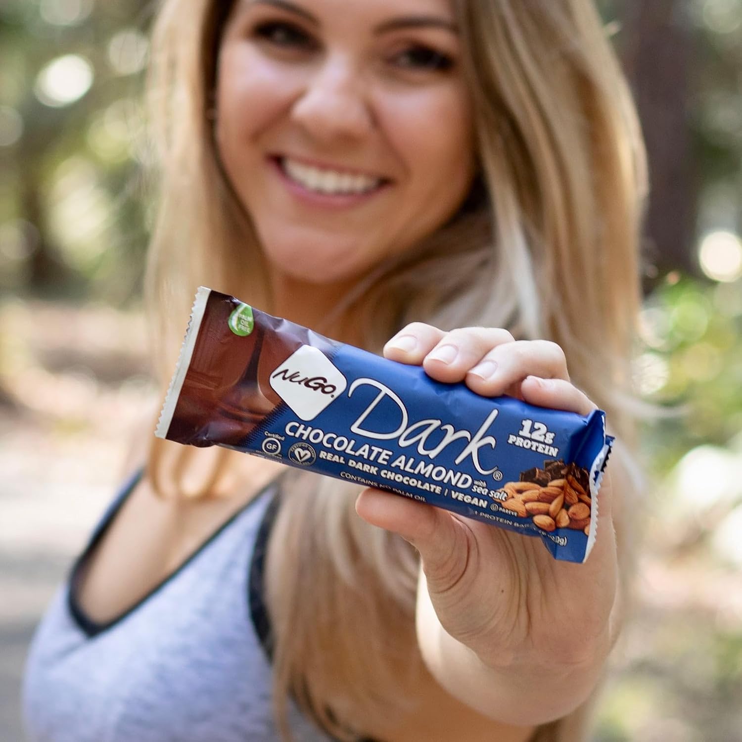 NuGo Dark, Mint Chocolate Chip, 13g Vegan Protein Bar, Gluten Free, 24 CT
