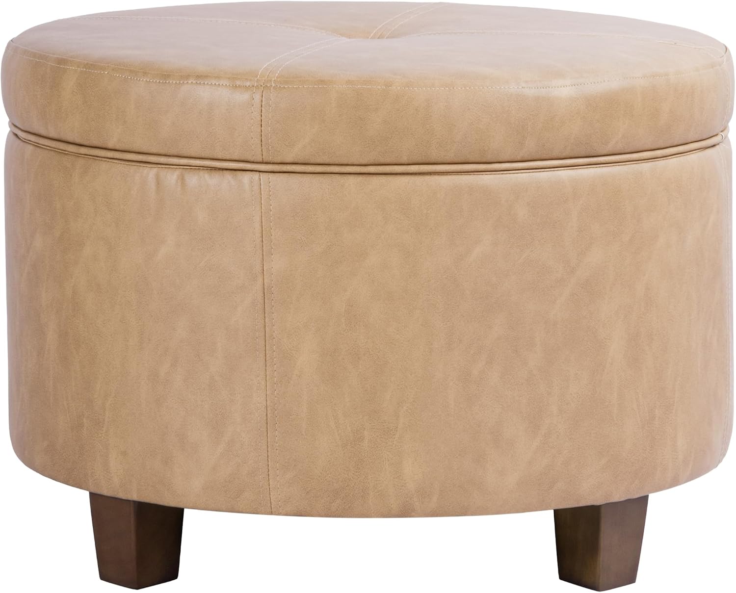 HomePop 24" Large Leatherette Storage Ottoman - Distressed Brown Faux Leather