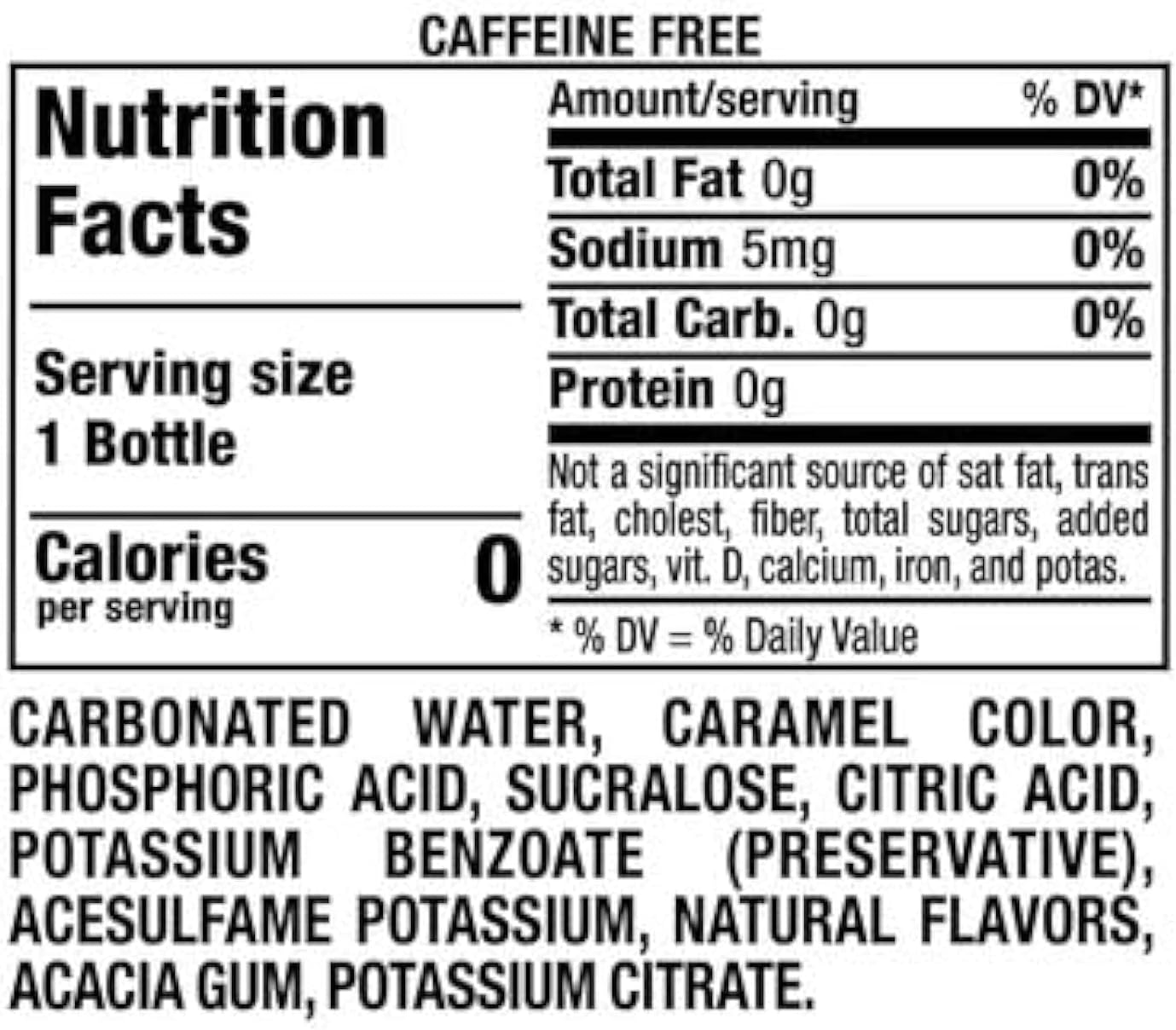 Diet Rite Pure Zero Cola, soda, No Caffeine, 6 pack of 16.9 oz bottles