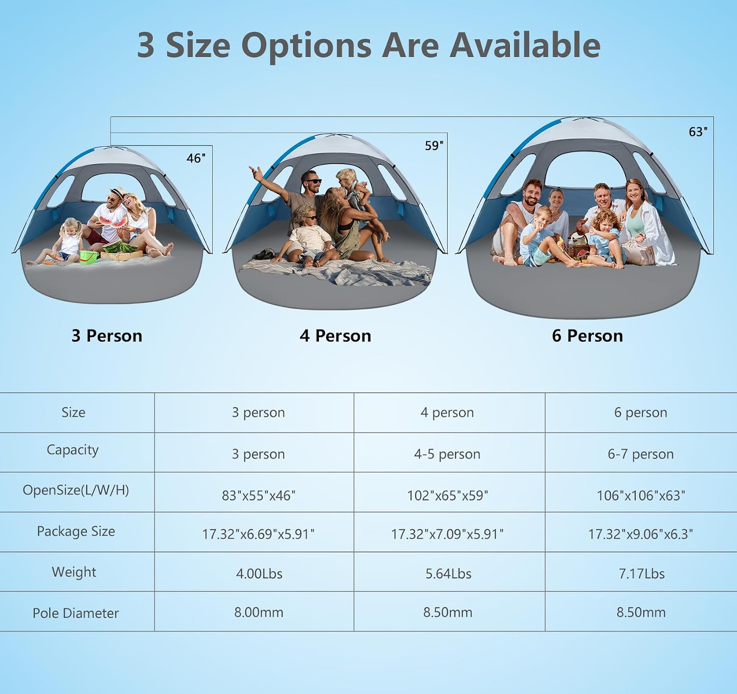 NXONE Beach Tent Sun Shelter, UPF 50+ UV Protection, Easy Setup