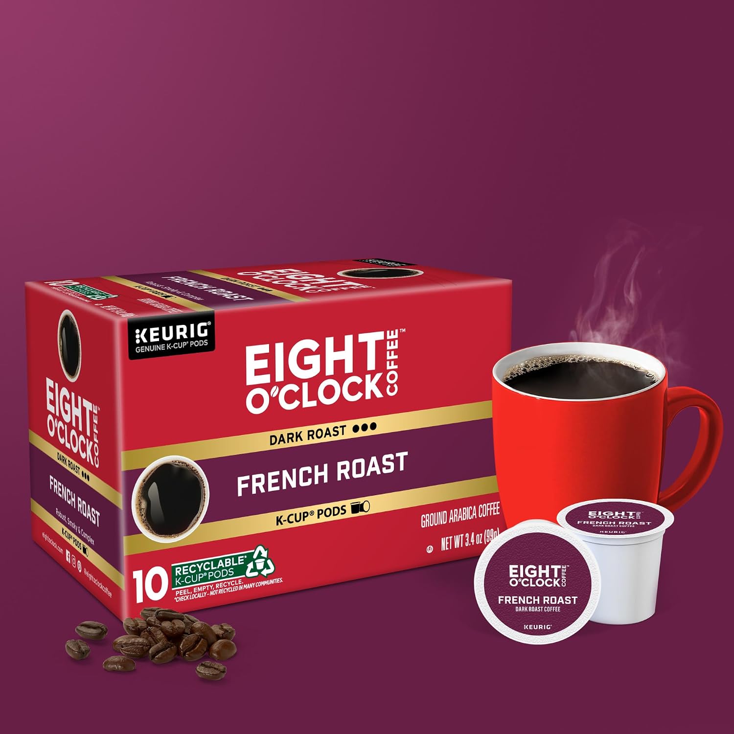 Eight O'Clock Coffee The Original, Single-Serve Keurig K-Cup Pods, Medium Roast Coffee Pods, 72 Count