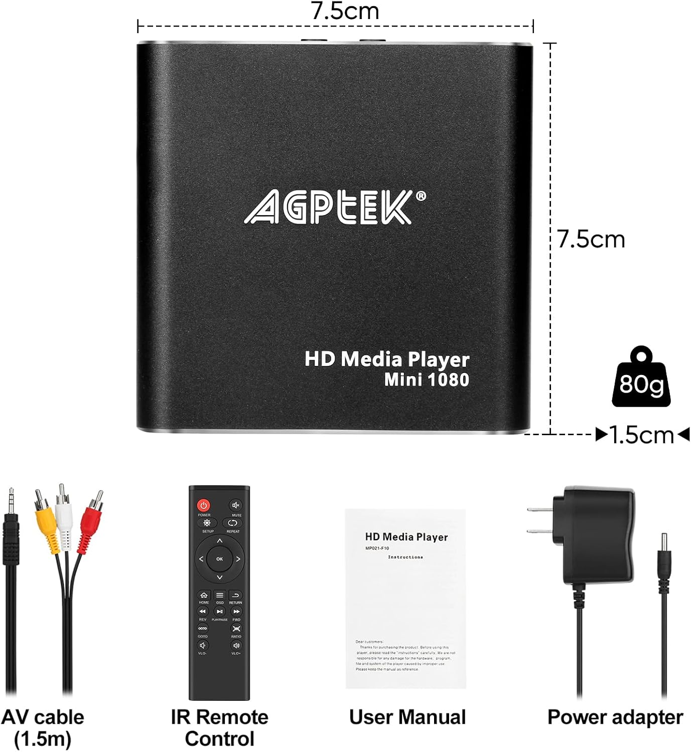 HDMI Media Player, Black Mini 1080p Full-HD Ultra HDMI Digital Media Player | for -MKV/RM- HDD USB Drives and SD Cards