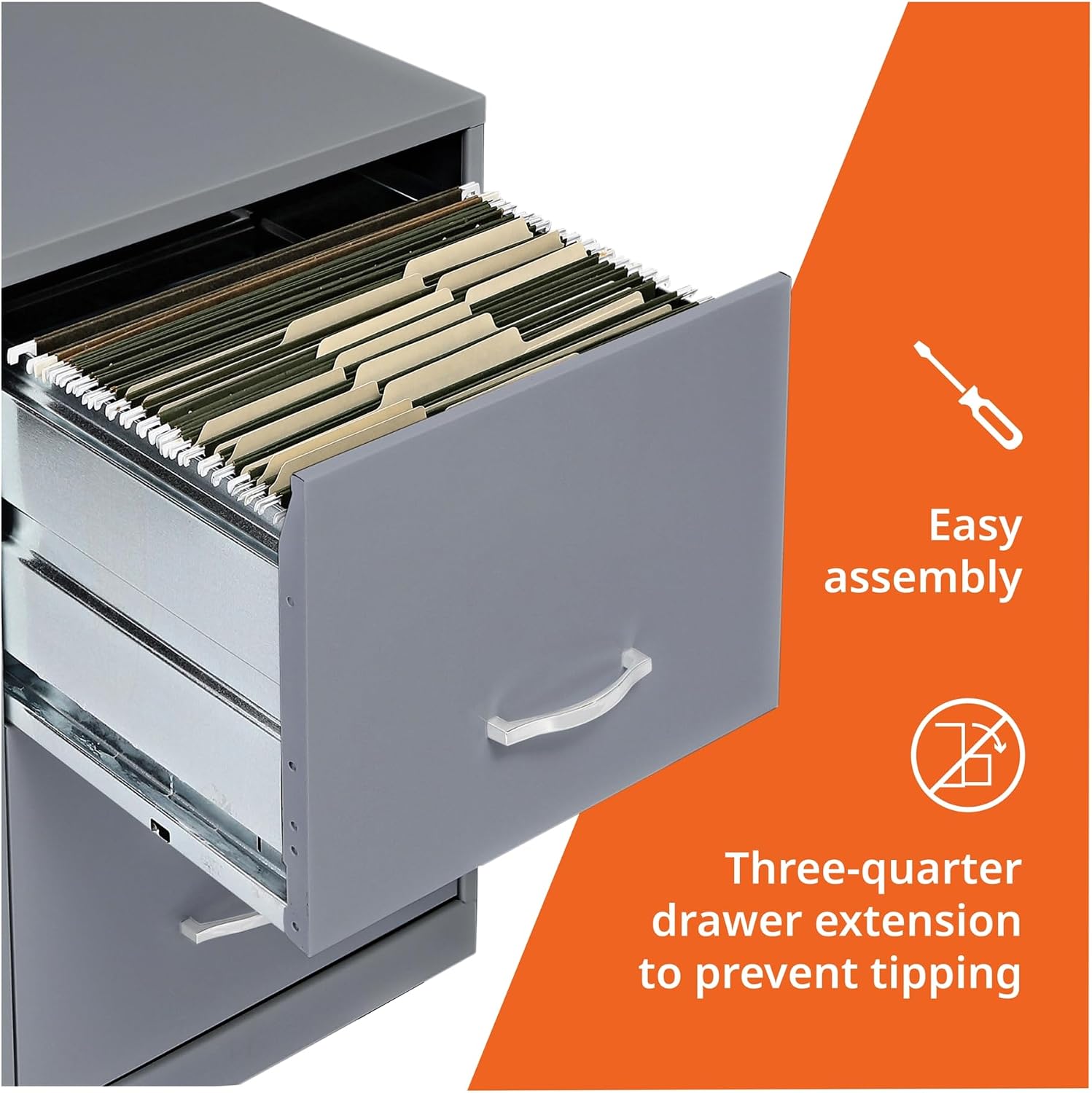 NuSparc 2 Drawer Locking Filing Cabinet | Pre-Assembled Steel Construction | Space-Saving Design is Perfect for Home and Small Office | Letter-Size | Assembled in North America