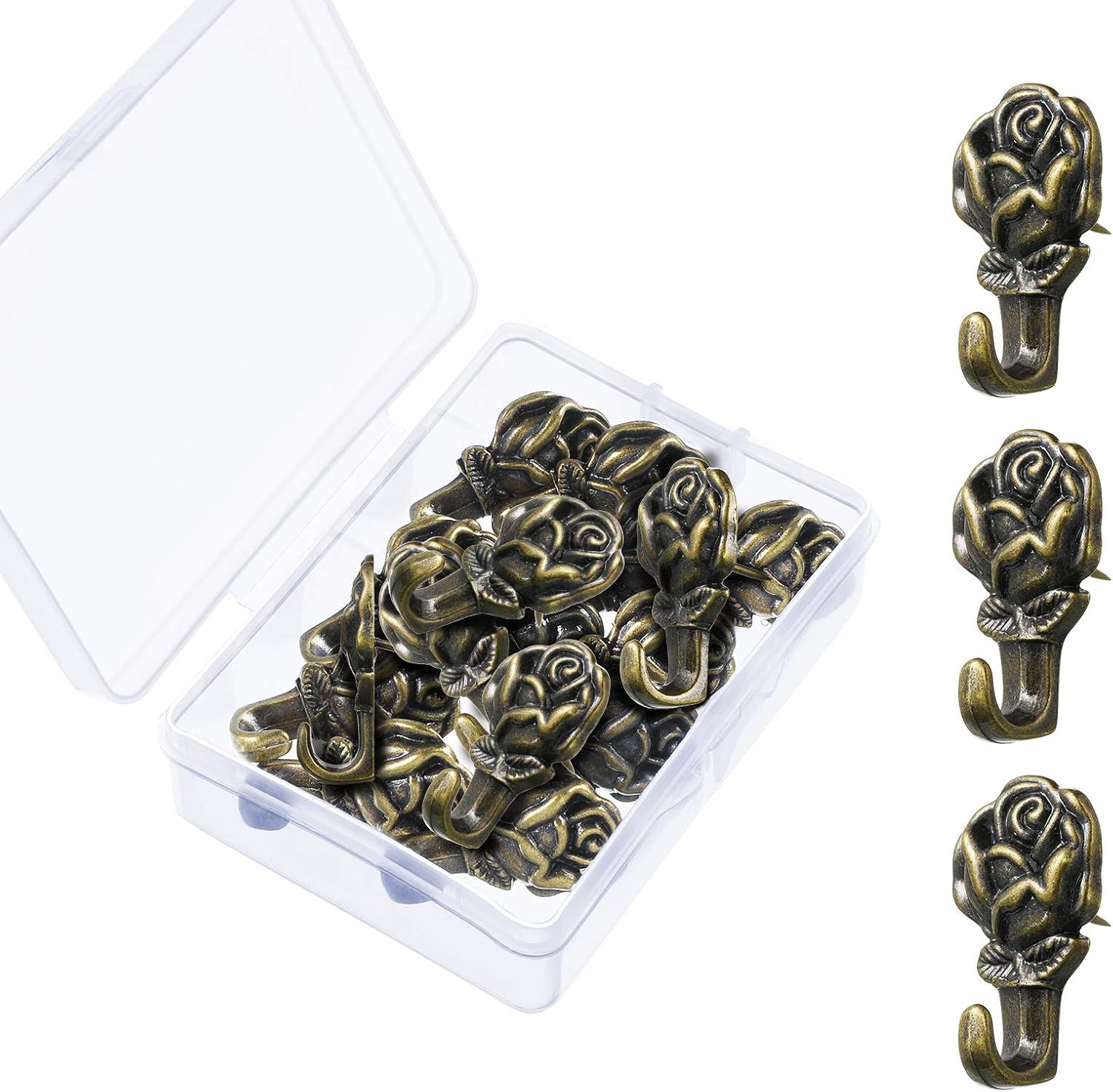 Hotop 20 Pieces Zinc Alloy Flower Push Pin Hangers Pin Hook,Lotus