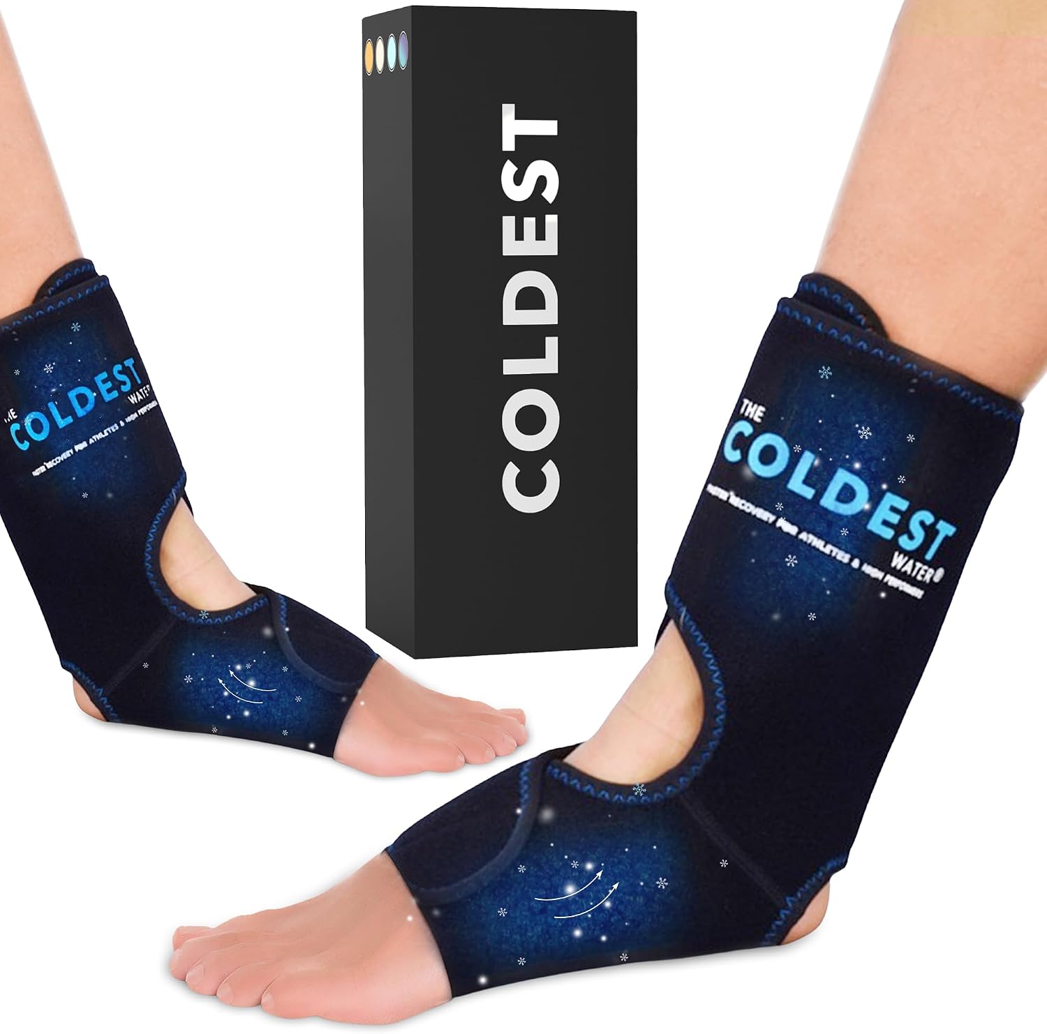 Coldest Foot Ankle Achilles Tendonitis Icing Pain Relief Ice Wrap with Cold Compression Gel Packs | Best for Achilles Tendon Injuries, Plantar Fasciitis, Heel and Sore Feet Cold Therapy