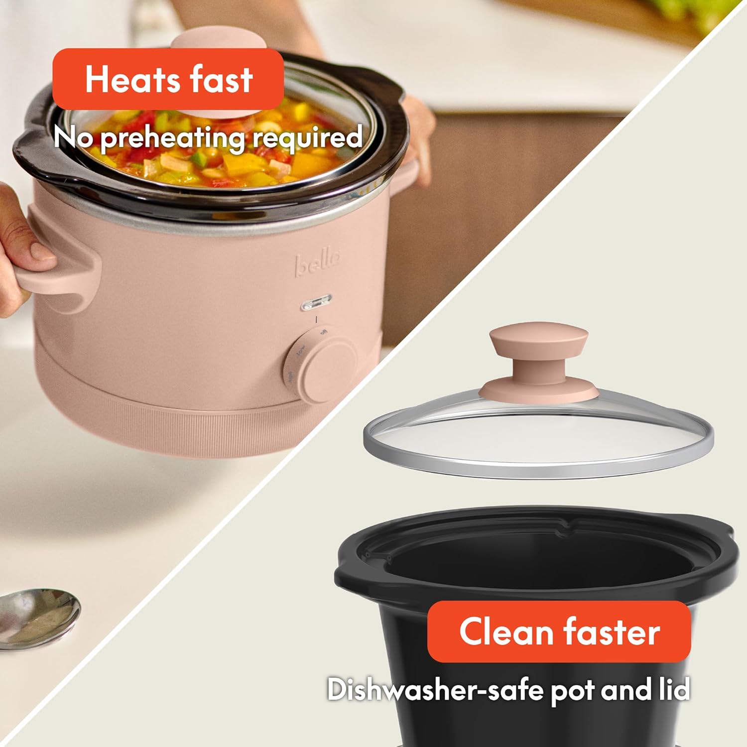 bella 1.5qt Manual Slow Cooker with 3 Heat Settings, Blossom