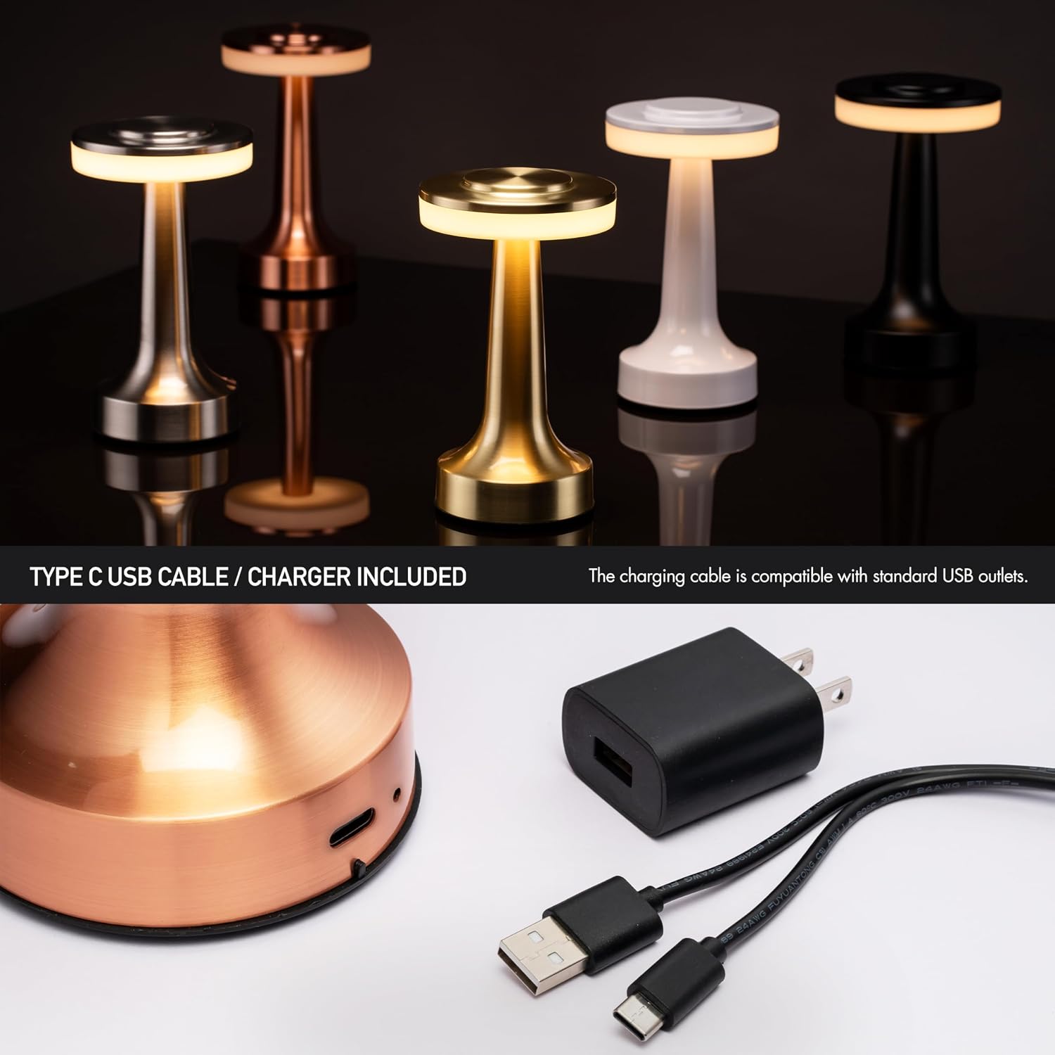 O’Bright Portable LED Table Lamp with Touch Sensor, 3-Levels Brightness, Rechargeable Battery Up to 48 Hours Usage, Night Light for Kids Nursery
