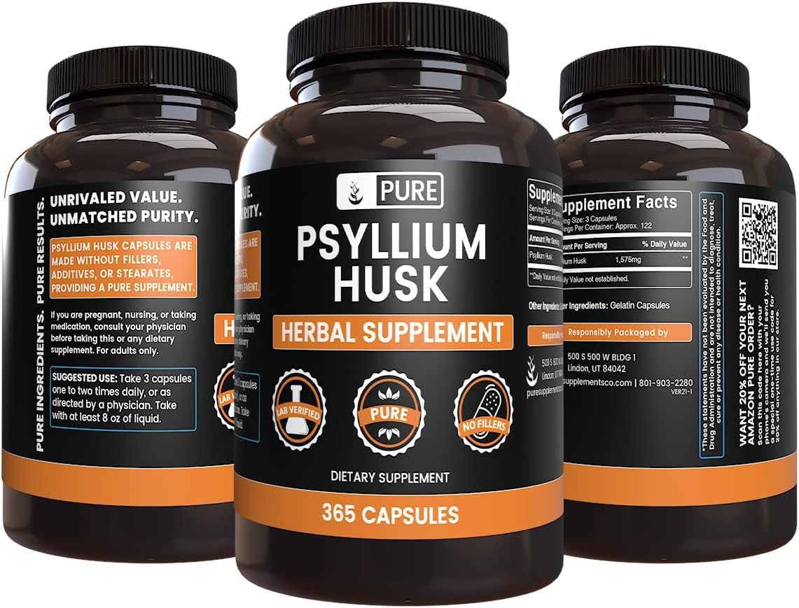 Pure Original Ingredients, Psyllium Husk, 365 Capsules