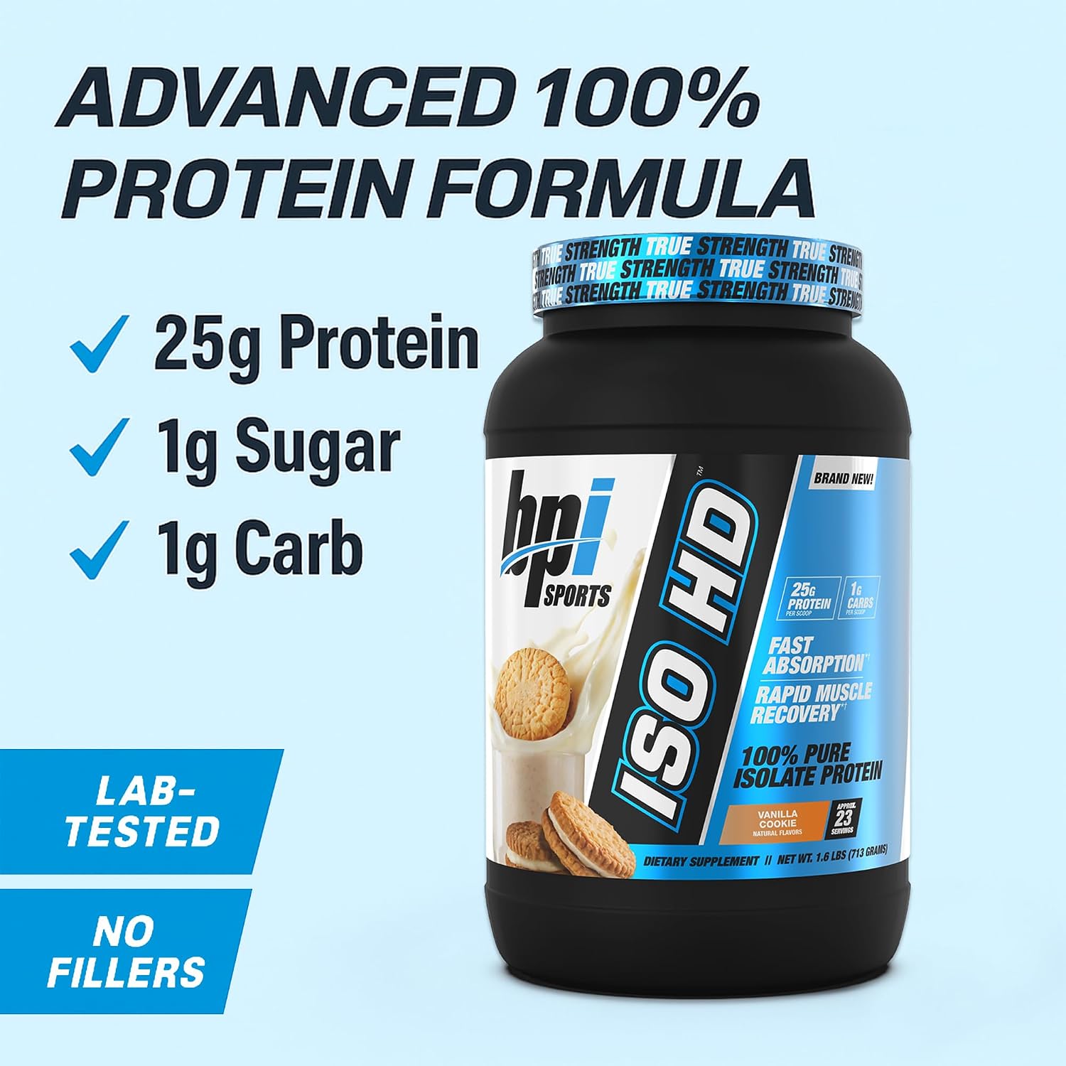 BPI Sports ISO HD Isolate Protein Powder – 100% Whey Isolate, Protein Powder for Muscle Gain - Chocolate Brownie, 5.4 Pounds - 69 Servings