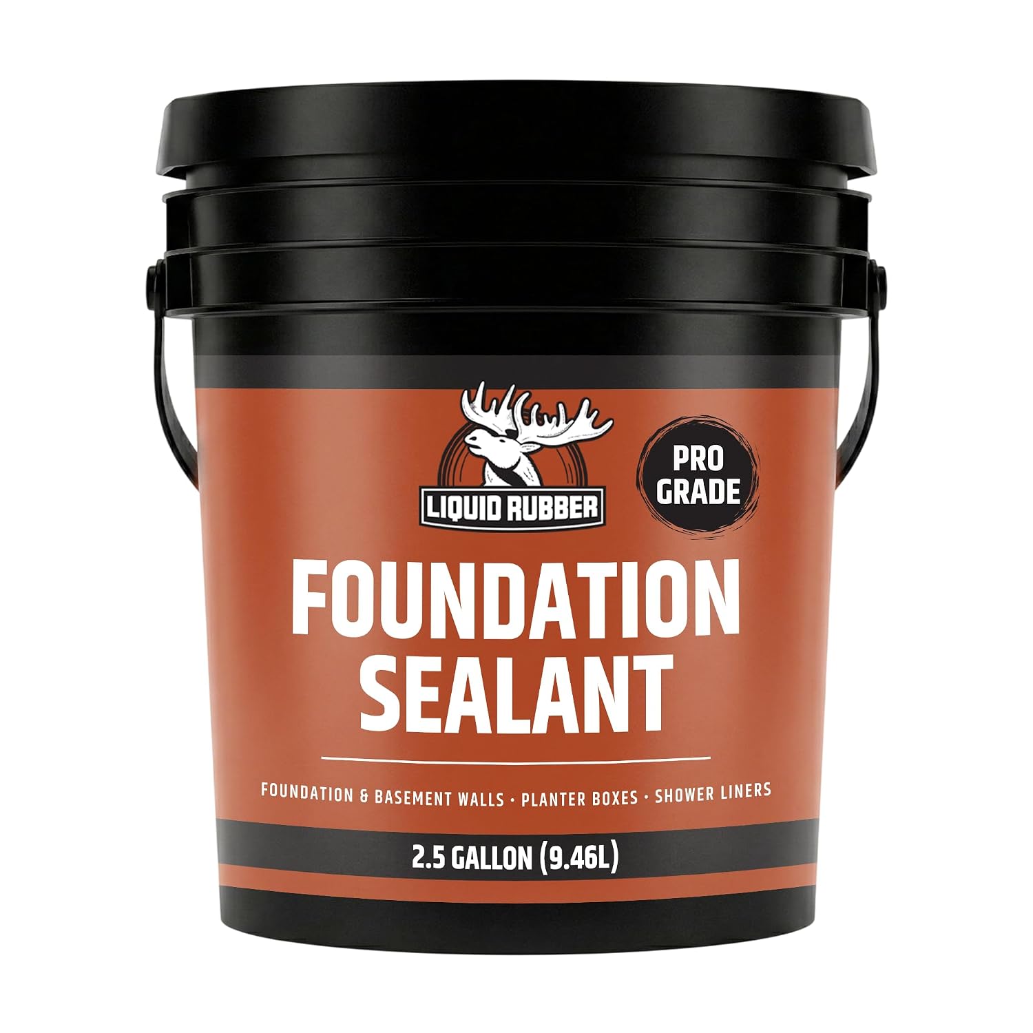 Liquid Rubber Foundation Sealant - Basement Waterproof Sealer, Black, 5 Gal | Flexible Elastomeric Coating - Crack Filler, Leak Repair, Basement Waterproofing Solution, Indoor/Outdoor Use, DIY Protection