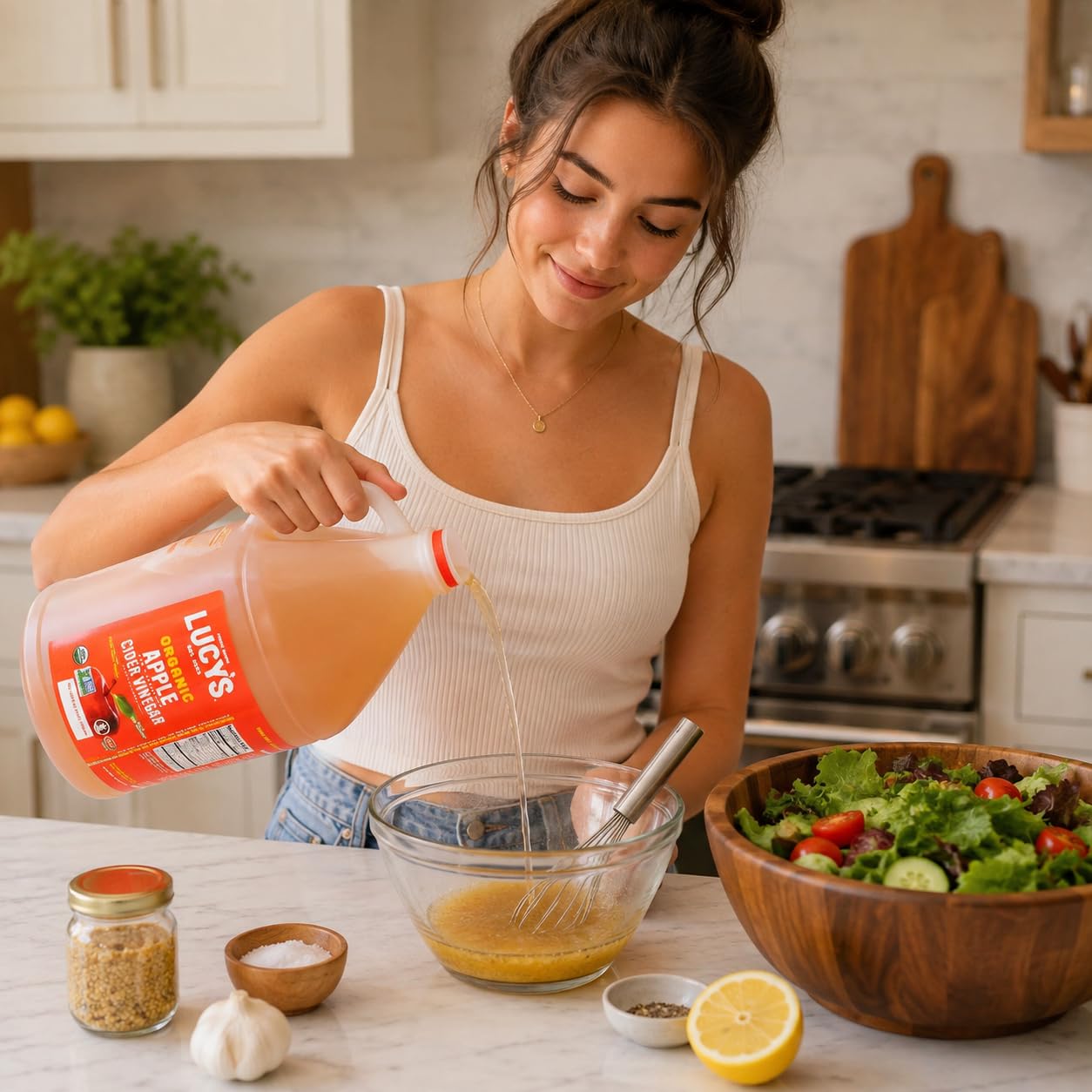 Lucy's Family Owned - USDA Organic NonGMO Raw Apple Cider Vinegar, Unfiltered, Unpasteurized, With the Mother, (2 Pack Gallon)