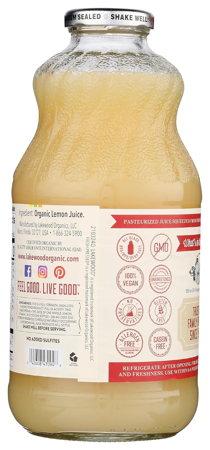 Lakewood Organic Pure Cranberry, Fresh Pressed, 32 Fl Oz (Pack of 6)