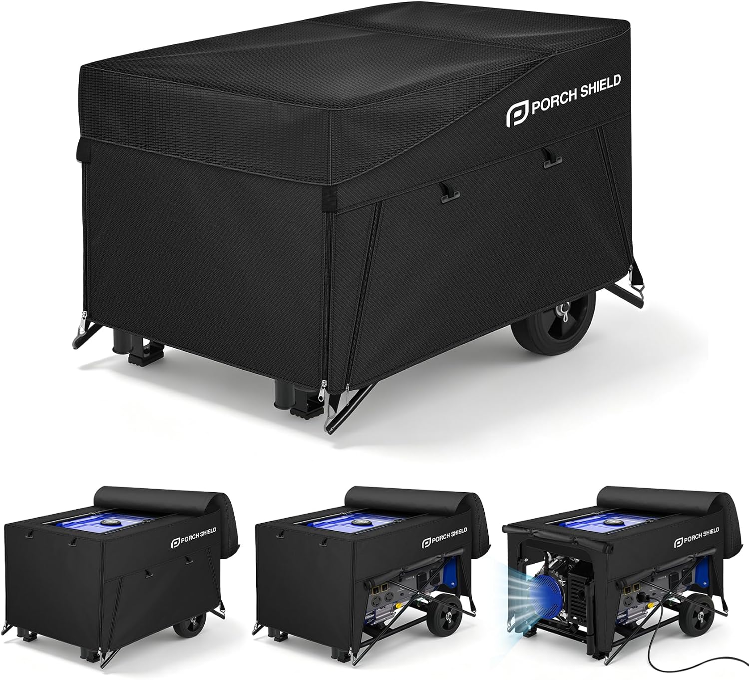 Porch Shield Waterproof Universal Generator Cover 32 x 24 x 24 inch - for Most Generators 5000-10000 Watt, Black