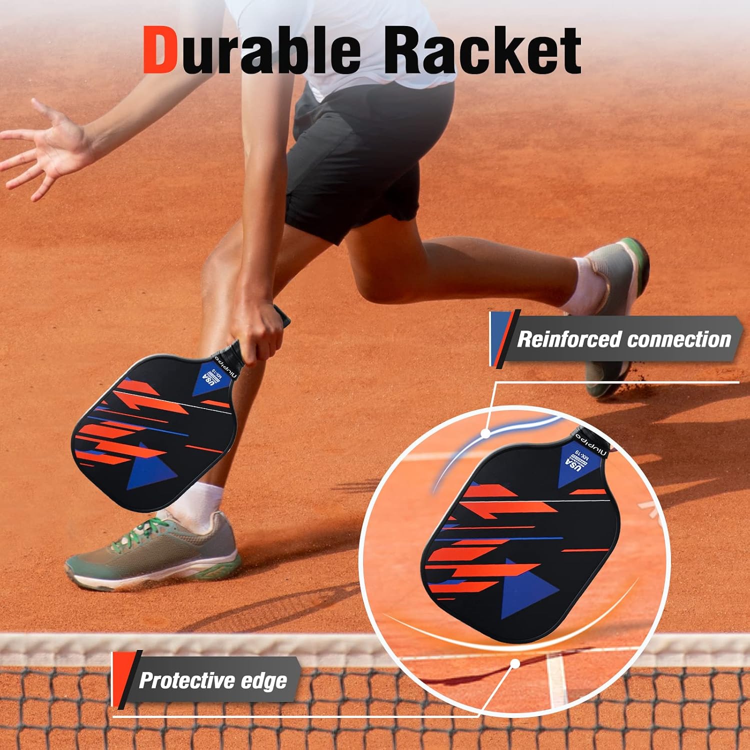 niupipo Pickleball Paddles Set of 2 or 4, USAPA Approved Fiberglass Pickleball Paddle Set with Balls and Bag, Polypropylene Honeycomb Core