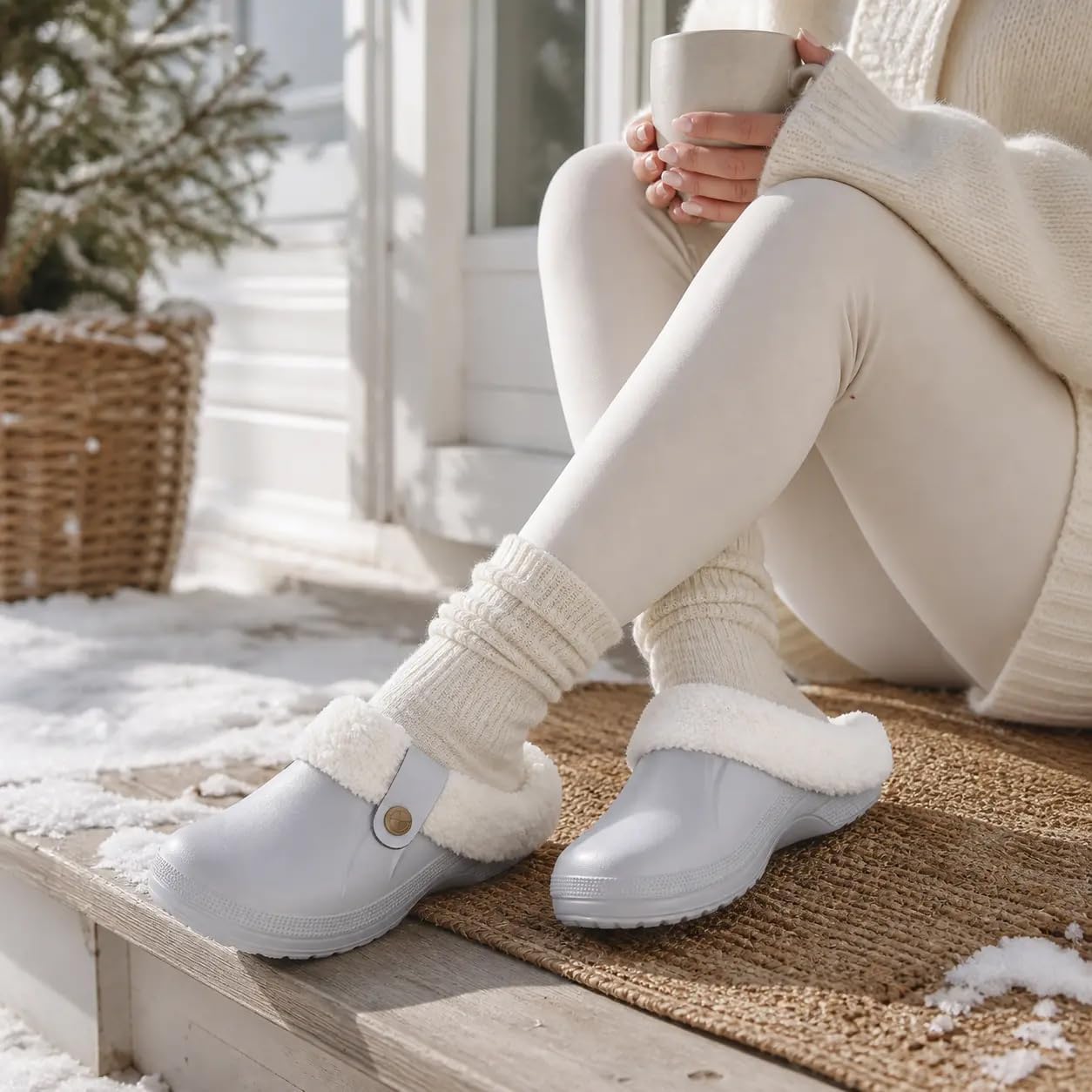 Beslip Fur Lined Clogs for Women & Men Fuzzy Slippers with Memory Foam