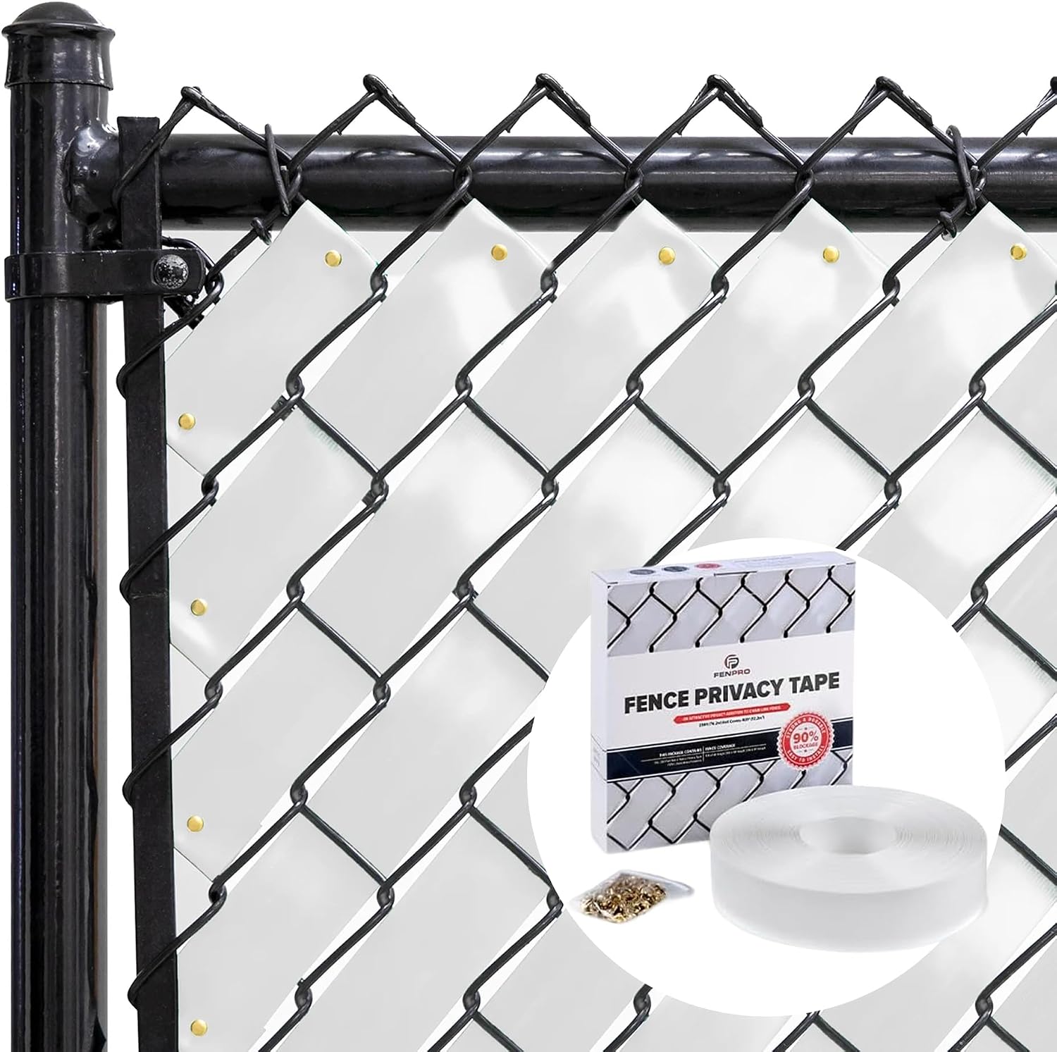 Chain Link Fence Privacy Tape 250 ft (40 SqFt) (Arctic White) | Gardening, Outdoor Wall, Balcony, Patio, Yard, Injury Prevention, Safety Fence Cover for Dog, Other Pet Hedge Slats