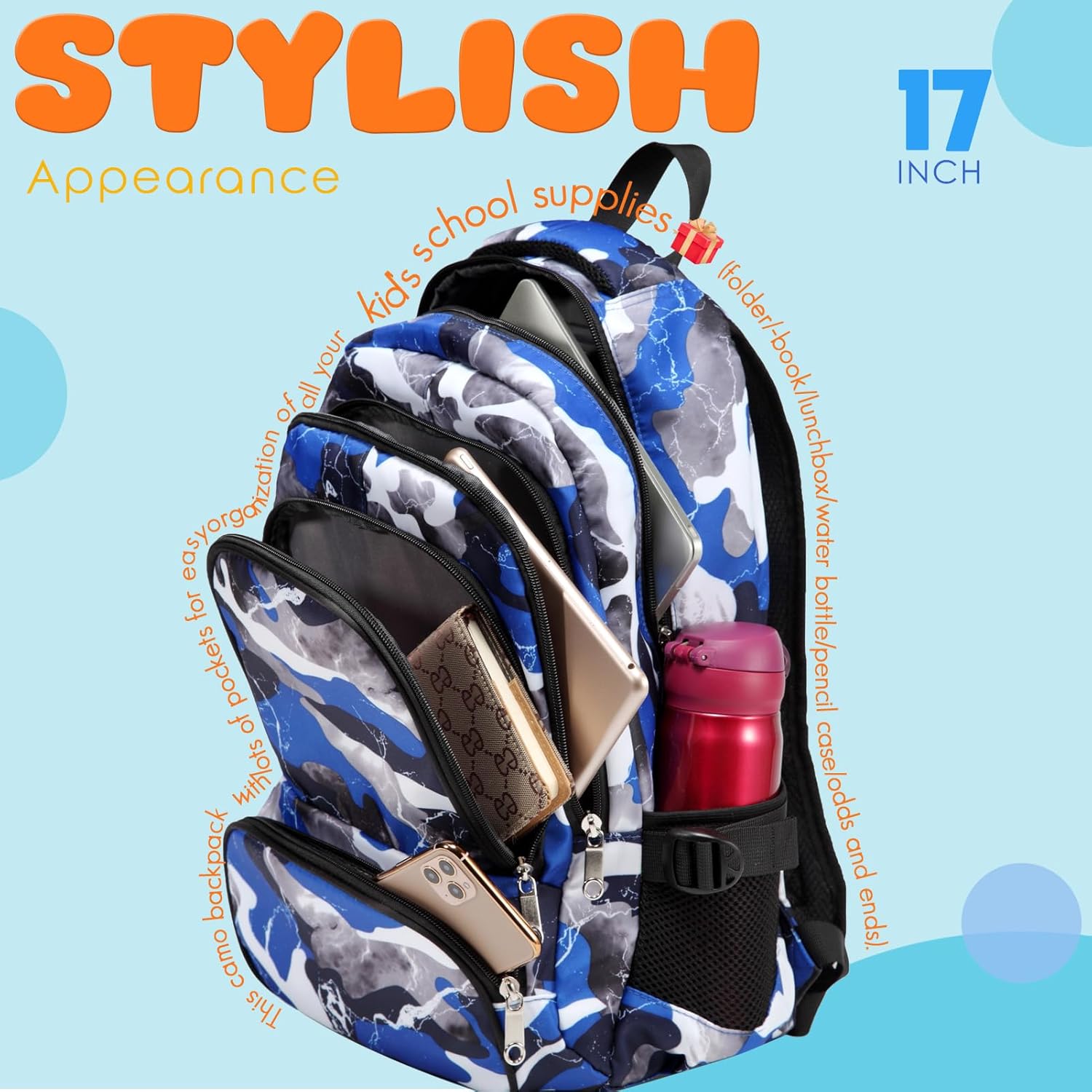 BLUEFAIRY Kids Backpack for Boys Elementary Book Bags Primary Middle School Bookbags for Childs Water Resistant Back to School Gifts Son Mochila