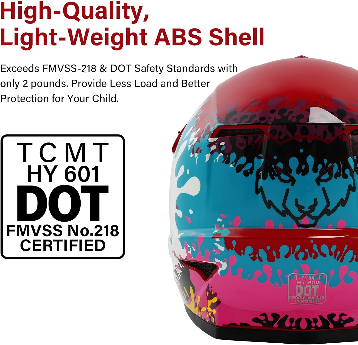 TCMT Youth Dirt Bike Helmet DOT Certified - Kids Full Face Motocross ATV Helmet with Goggles, Gloves and Helmet Bag for Off-Road, BMX, MX, Street Riding