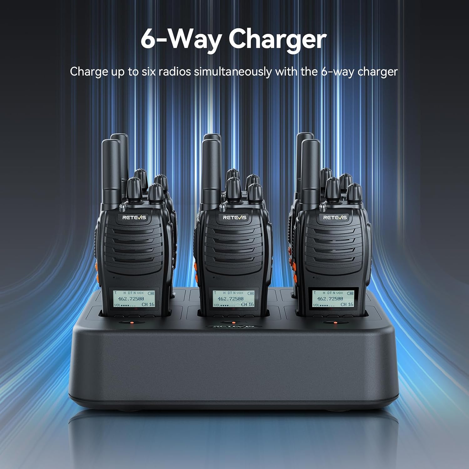 Retevis H777H Walkie Talkies with Earpeice,Portable FRS-Two Way Radio 6Pack | For Schools, Shatterproof Hidden Display, 6-Way Charger, USB-C, Emergency Alarm, Flashlight, with Stretchable Coiled Headset
