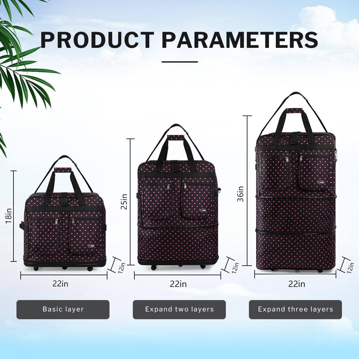 40'' Expandable Rolling Duffel Bag Suitcases w/Wheels,Foldable Luggage Bag