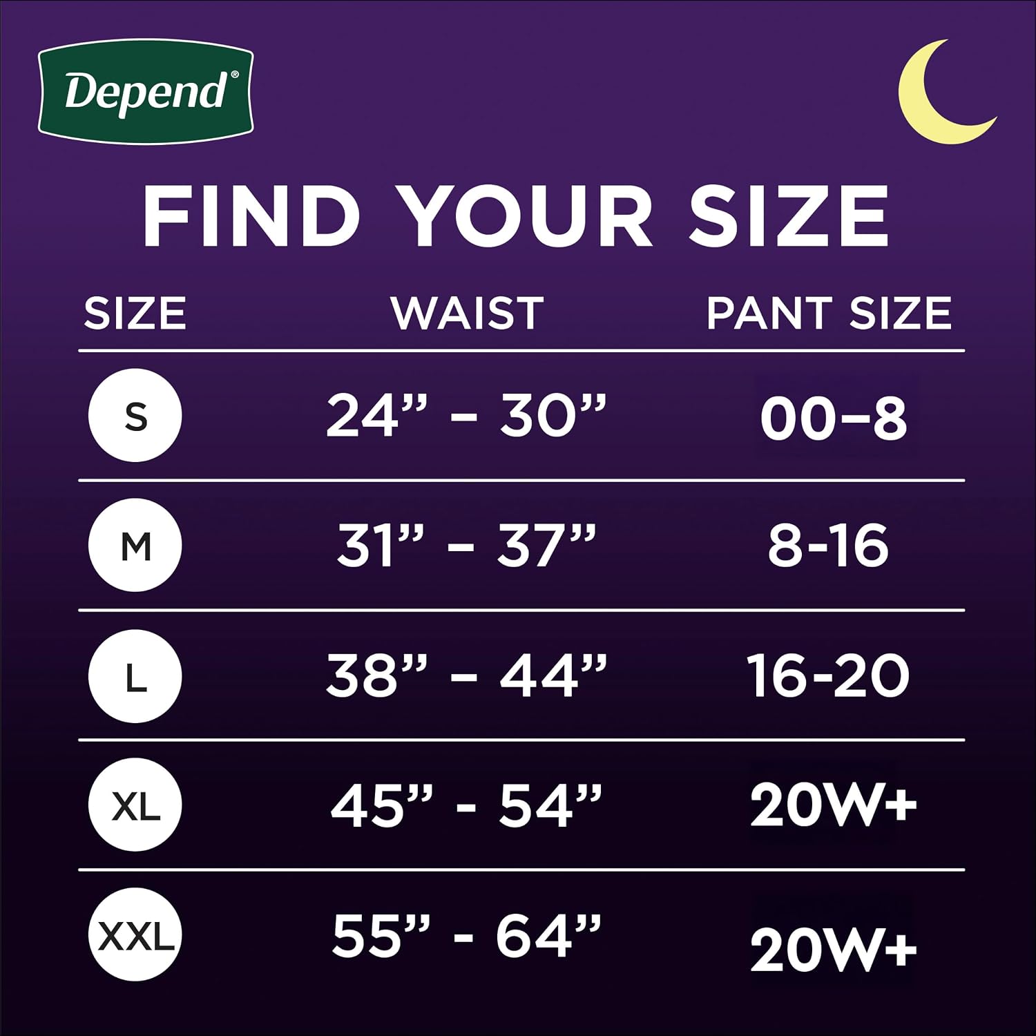 Depend Night Defense Adult Diapers for Women, Medium, 15 Count