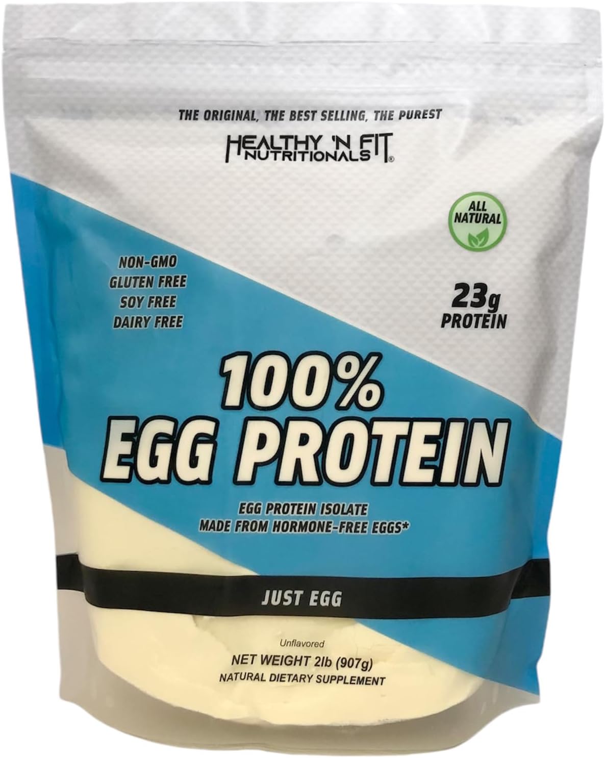 Healthy 'N Fit - 100% Egg Protein (unflavored) Natural, 2 lb Bag. Just Egg Instant Dried Whites: Great for Baking and Mixing.