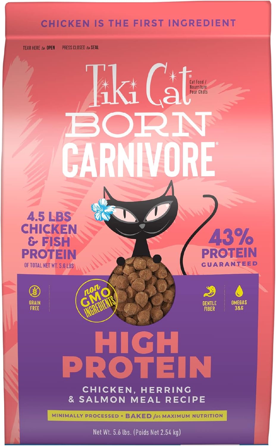 Tiki Cat Born Carnivore Dry Cat Food, Deboned Chicken & Egg, 2.8 lbs. Bag