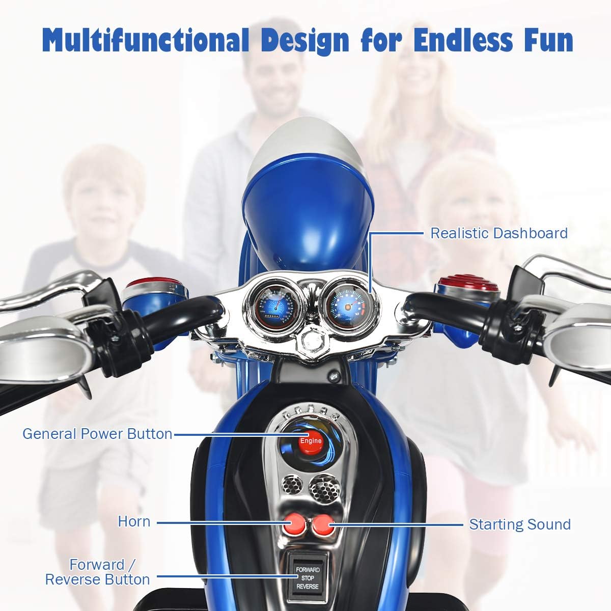 Costzon 6V Ride on Chopper Kids Motorcycle with Horn, Headlight (Red)