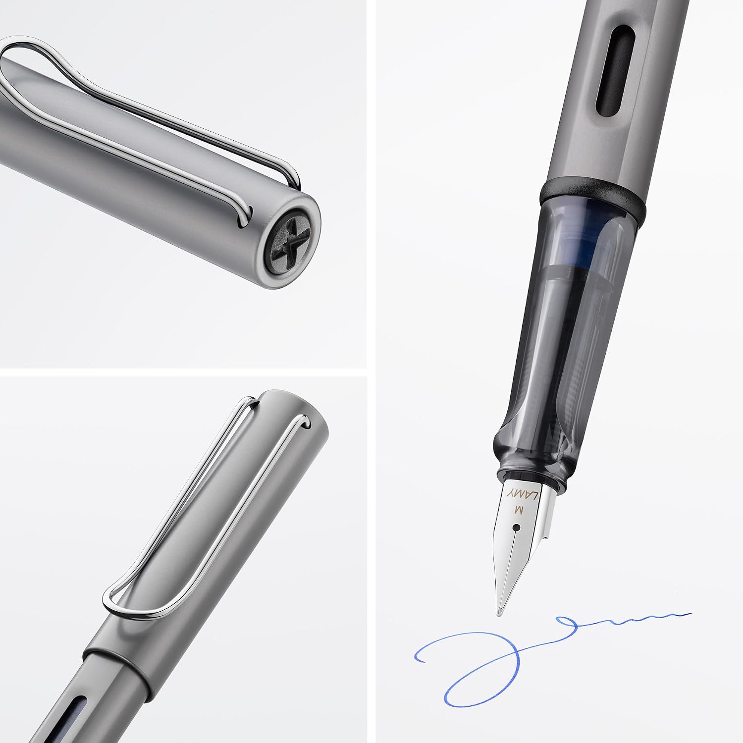 LAMY AL-star black - Fountain Pen with ergonomic grip & black Left-Handed steel nib (LH) in size M - lightweight aluminum body - including LAMY T 10 blue cartridge