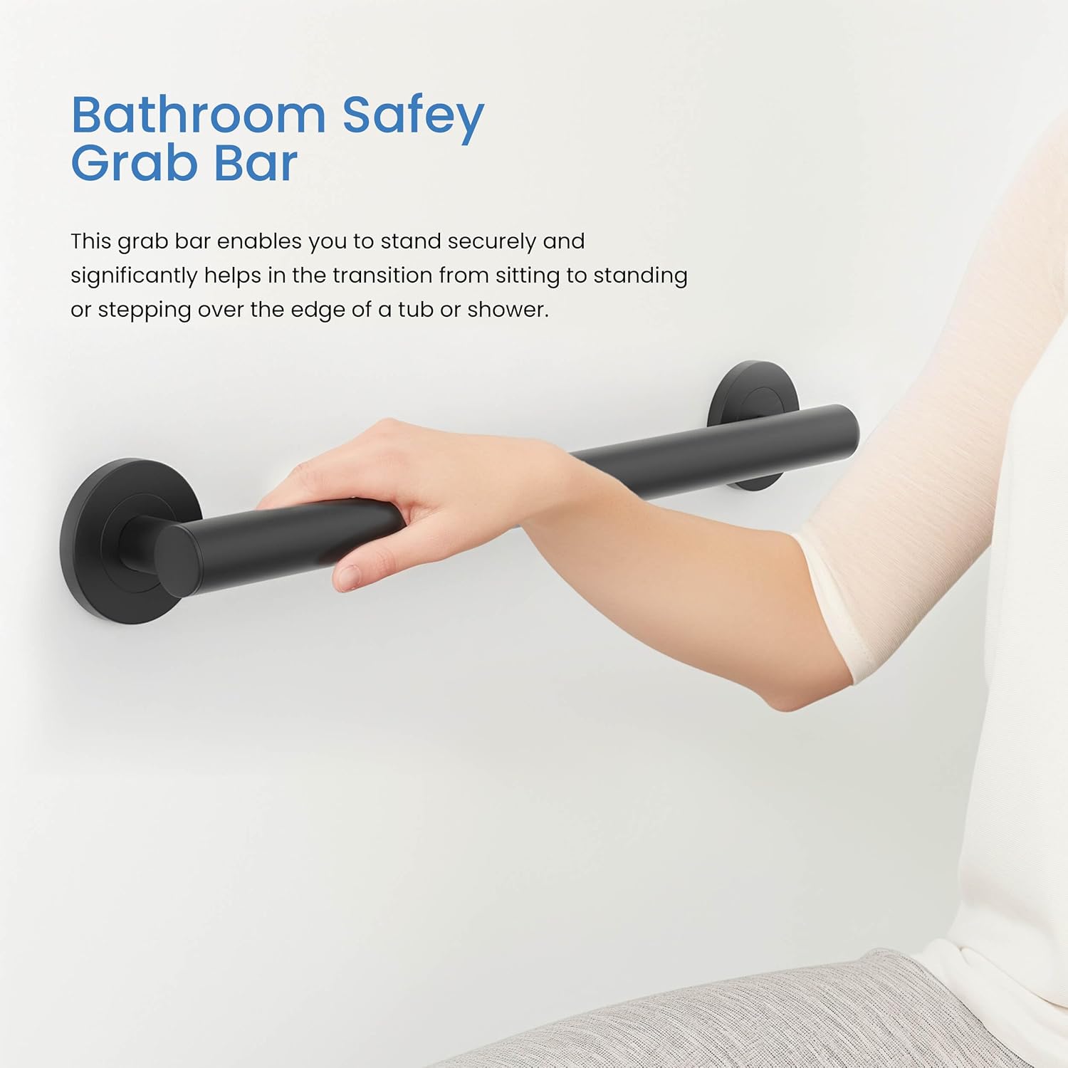 36 Inch Stainless Steel Bathroom Safety Grab Bar | Straight Shaped Grab Bar for Bathtubs and Showers, Shower Safety Grab Bars for Seniors, Wall Mounted Anti-Slip Support (Brushed Nickel, KGB1136)
