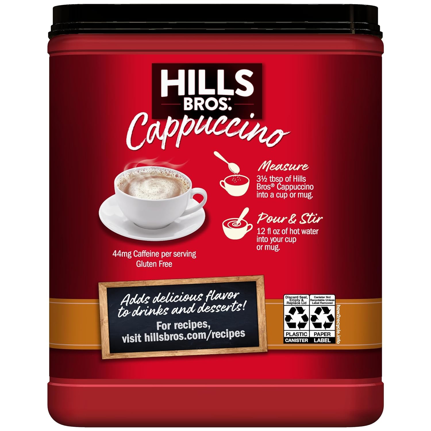 Hills Bros. Cappuccino Mix – Rich, Frothy Coffeehouse-Tasting Instant Drink Mix – Quick and Easy Preparation – Perfect for Hot & Iced Drinks & Creaming Coffee – Double Mocha, 1 Pack of 16oz