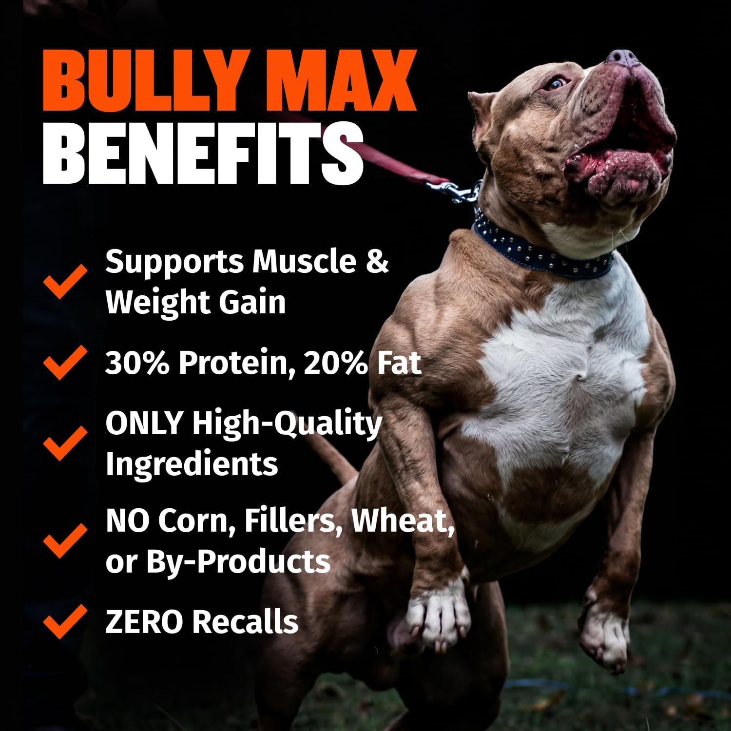 Bully Max Dry Dog Food for Adults & Puppies - High Protein & Fat for Muscle & Weight Gain - High Performance Dog Food Supplements - Small & Large Breed Dogs (535 Calories Per Cup), Chicken, 15lb Bag