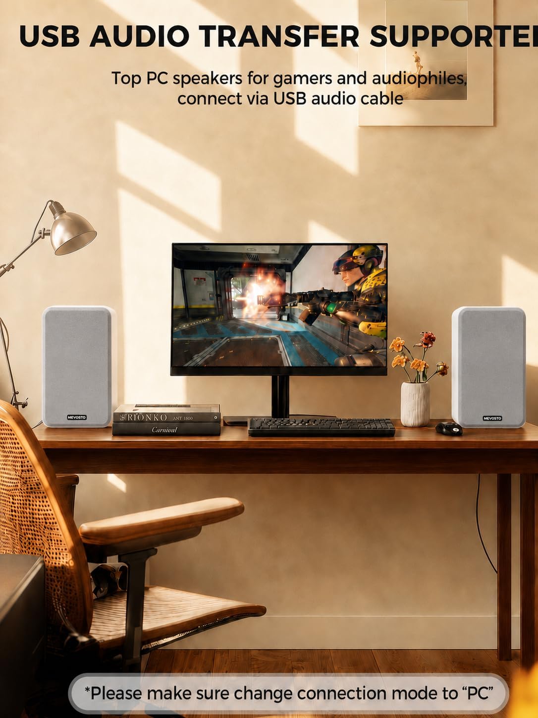 Active Bookshelf Speakers 36W RMS - BT 5.4 Wireless Speaker with 5 Inch Woofer, Silk Dome Tweeter PC Speakers - USB Digital Audio Studio Monitors Bass & Treble Adjust AUX Input for Record Player TV