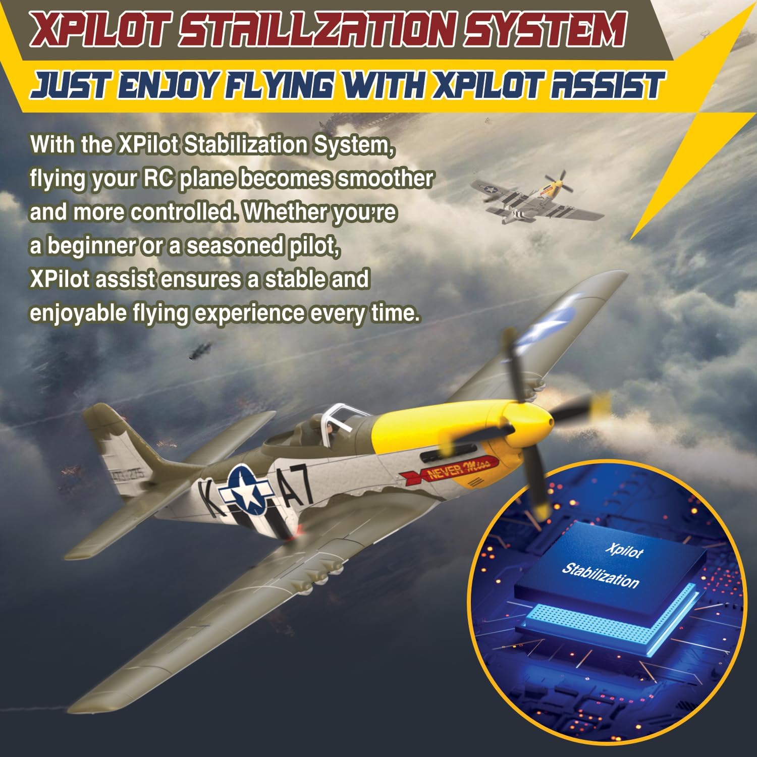 LEAMBE 4 Channel RC Plane, Ready to Fly Aerobatic Aircraft, Easy Control for Beginners, P51 Mustang RC Airplane Best Gift for Adults