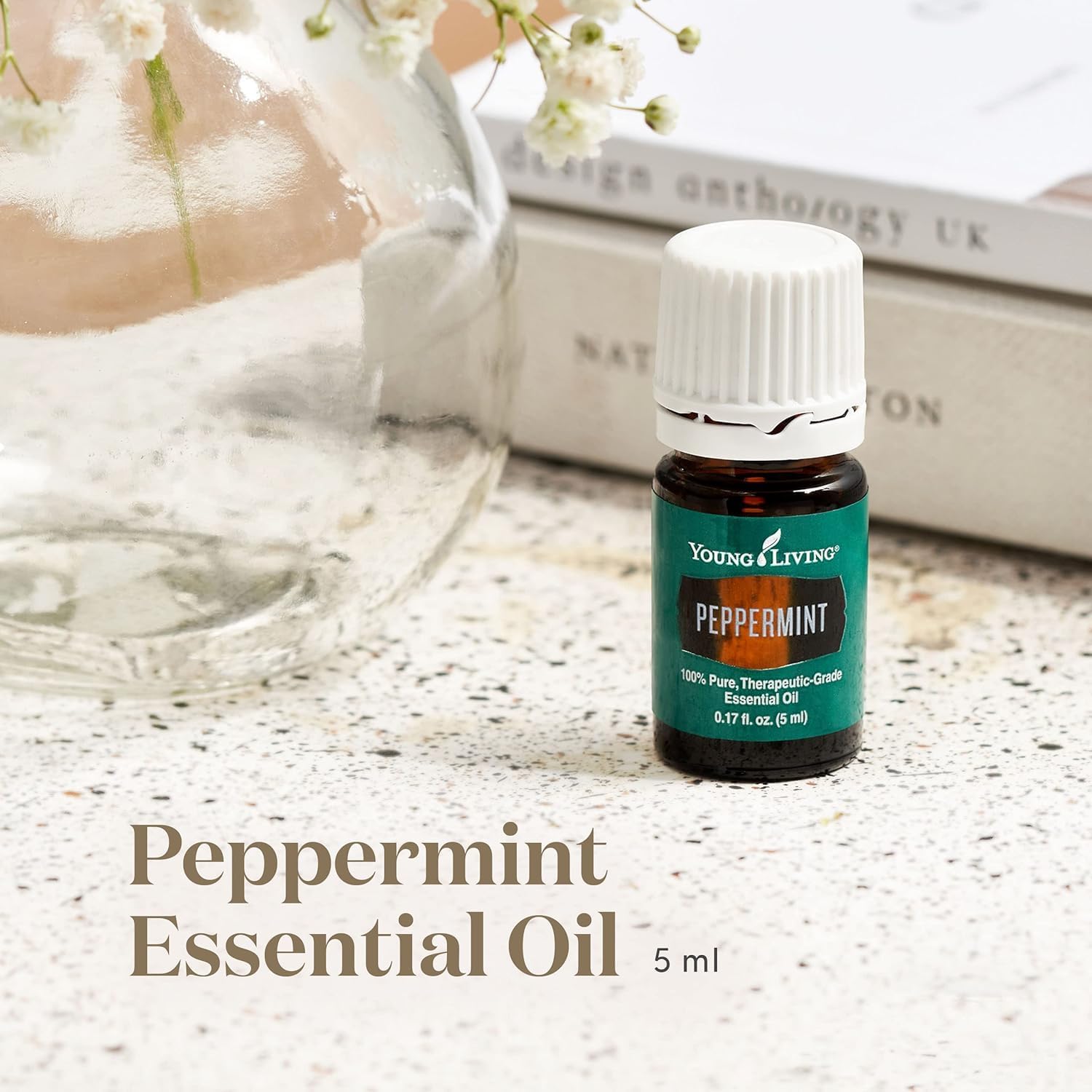 Young Living Peppermint Essential Oil | 5 ml | Refreshing Mint Aroma for Invigoration, Soothing Comfort, & Cognitive Clarity | Perfect for Diffusion