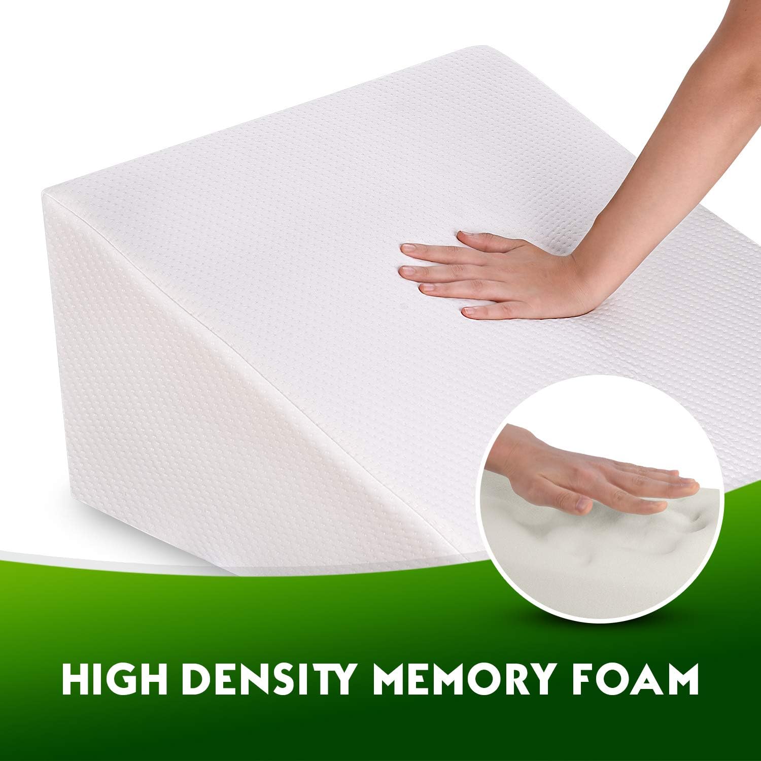 Abco Bed Wedge Pillow for Sleeping - Memory Foam Top - Reduce Neck & Back Pain, Snoring, Acid Reflux, Respiratory Problems - Ideal for Sleeping