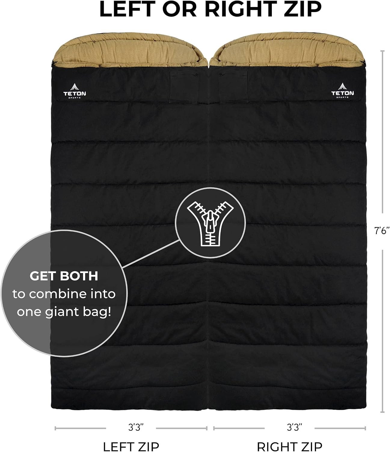 TETON Sports Deer Hunter Sleeping Bag, Warm and Comfortable Camping Sleeping Bag, Teton Tough Canvas Shell for Camping, Hunting, and Cold Weather