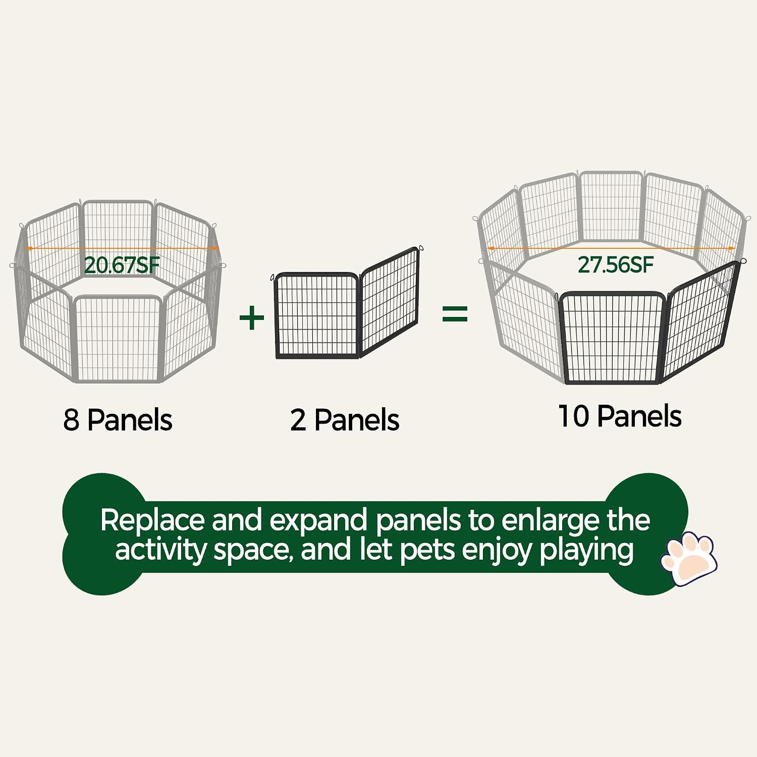 Yaheetech Dog Playpen 24in 16 Panels Pet Fence for Indoor Yard RV Camping | Easy Setup, Heavy Duty Rustproof Frame with Secure Latch Door, DIY Layouts,Foldable Storage, for Puppies & Small Dogs