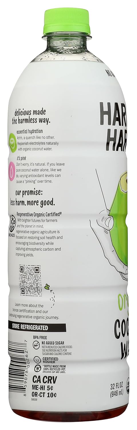 Harmless Harvest Organic Coconut Water, 32 Oz Bottle